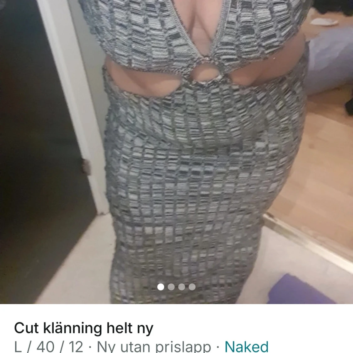 Grå långklänning från NA-KD med cutouts - 3