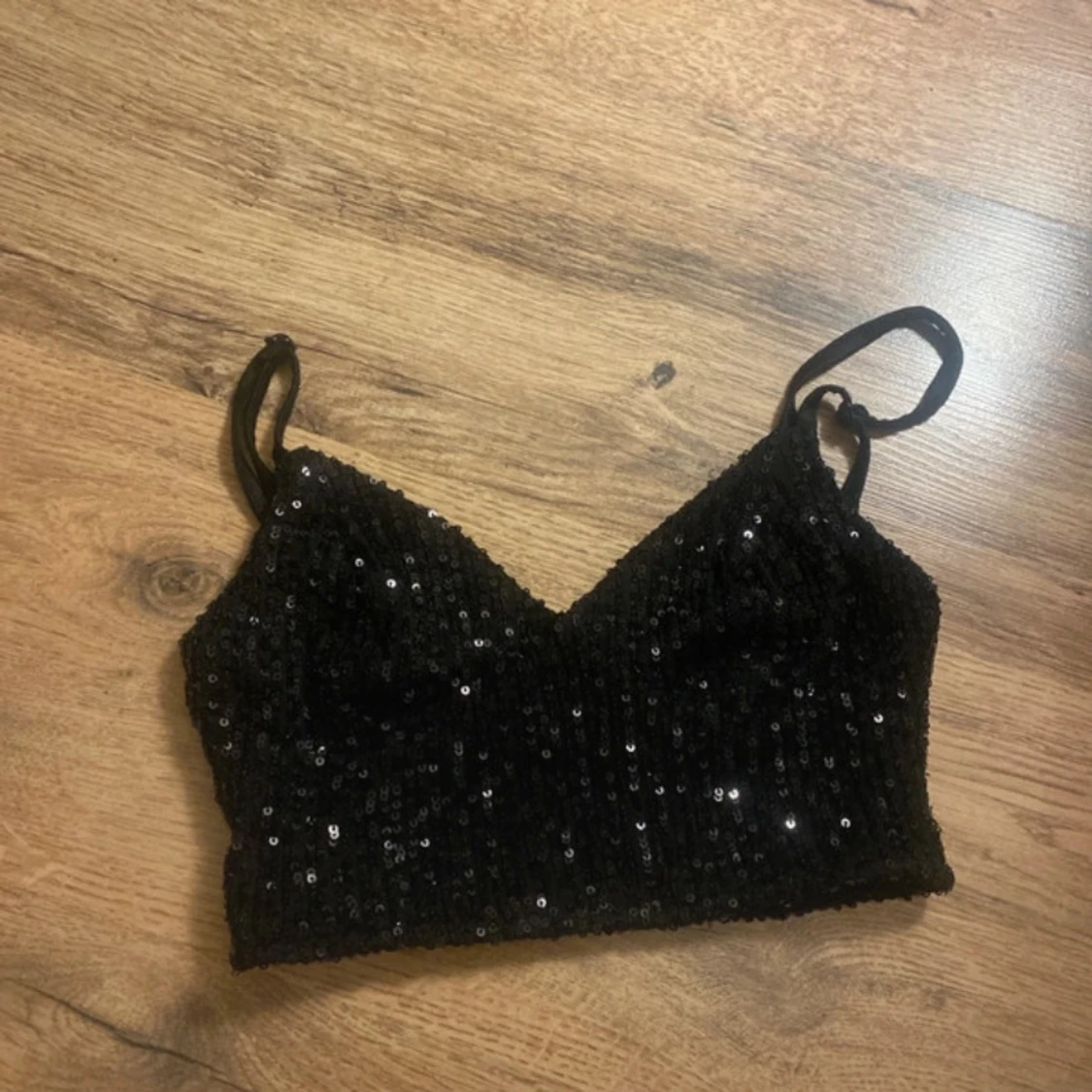 Svart paljett bandeau topp - 2