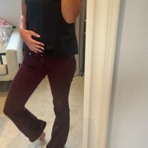 Vinröda bootcut jeans från Liu Jo - Snygga vinröda jeans från Liu Jo med bootcut-modell och klassisk femficksdesign. Jag är 175 cm lång 