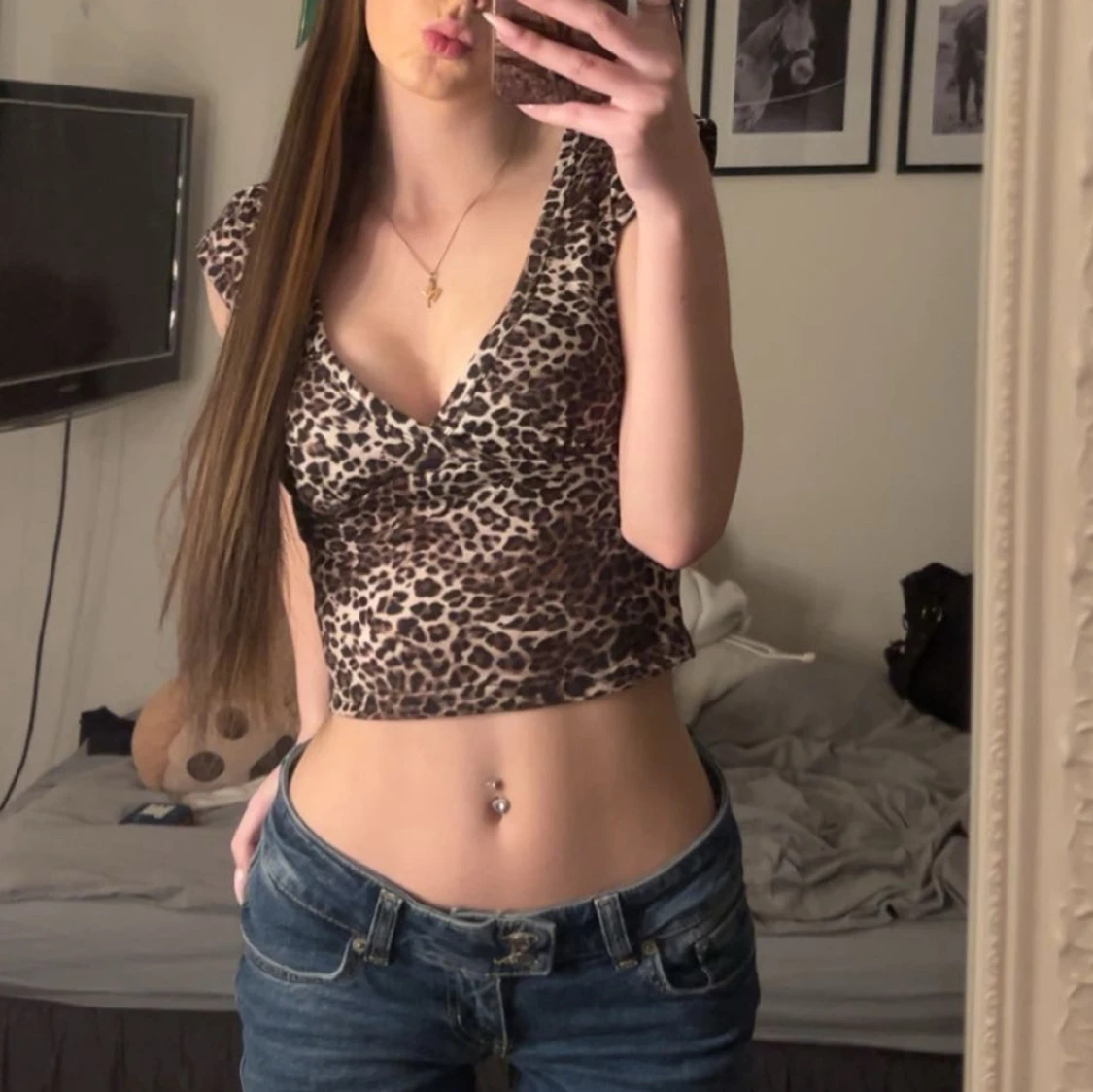 Leopardmönstrad croppad topp