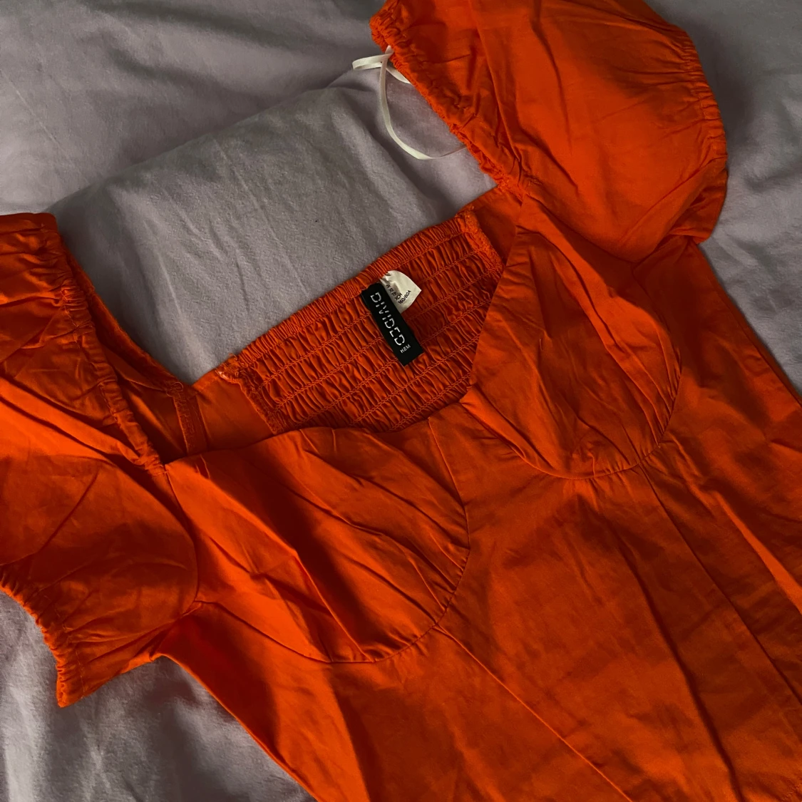Orange puffärm blus från H&M - 1