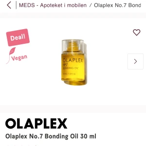 Olaplex No.7 Bonding Oil 30 ml - Olaplex No.7 Bonding Oil är en vegansk, gul olja i en liten plastflaska på 30 ml. Perfekt för att ge glans och styrka till håret. Kommer med praktisk pump och är lätt att använda för att boosta håret med fukt och skydd. Den är endast testad. 