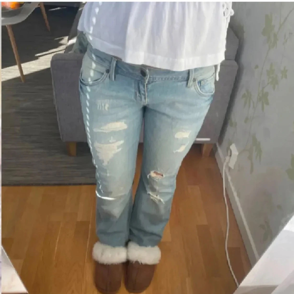 Ljusblå bootcut jeans - 1