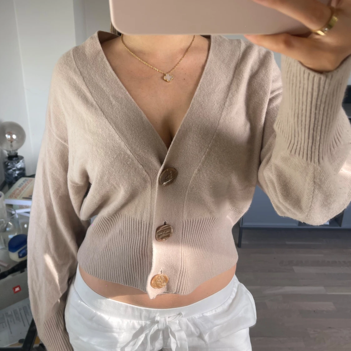 Jättesnygg beige/brun kofta! - 1