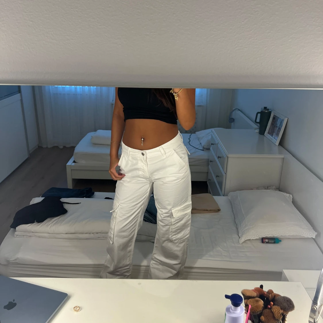 Vita cargopants med raka ben - 1