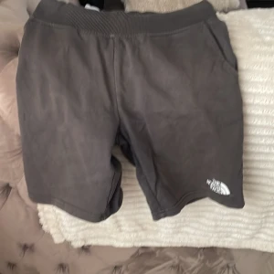 Mörkgrå shorts från The North Face - Snygga mörkgrå shorts från The North Face i storlek L för ungdom. Tillverkade i mjuk bomull med ribbad midja och praktiska sidofickor. Perfekta för chill dagar eller träning. Diskret logga i vitt på benet för en clean look.