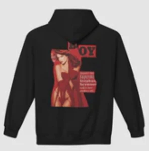 Svart hoodie med röd tryck - Hoodie från in print we trust stl S (unisex ) använd två gånger köptes för 1000kr