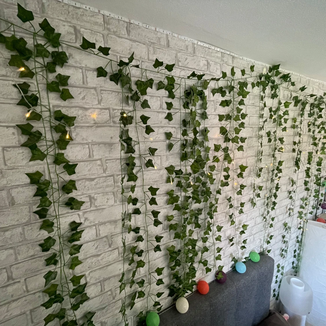 Gröna konstgjorda murgröna med ljusslinga - 1