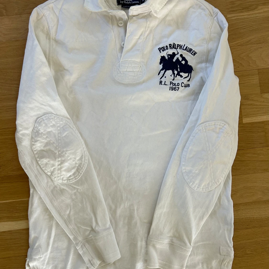 Vit långärmad pikétröja från Polo Ralph Lauren