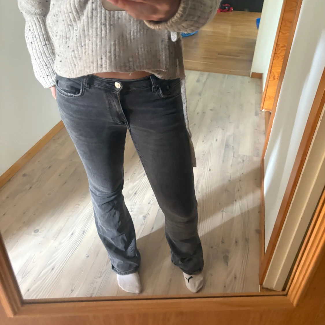 Mörkgrå bootcut jeans - 1