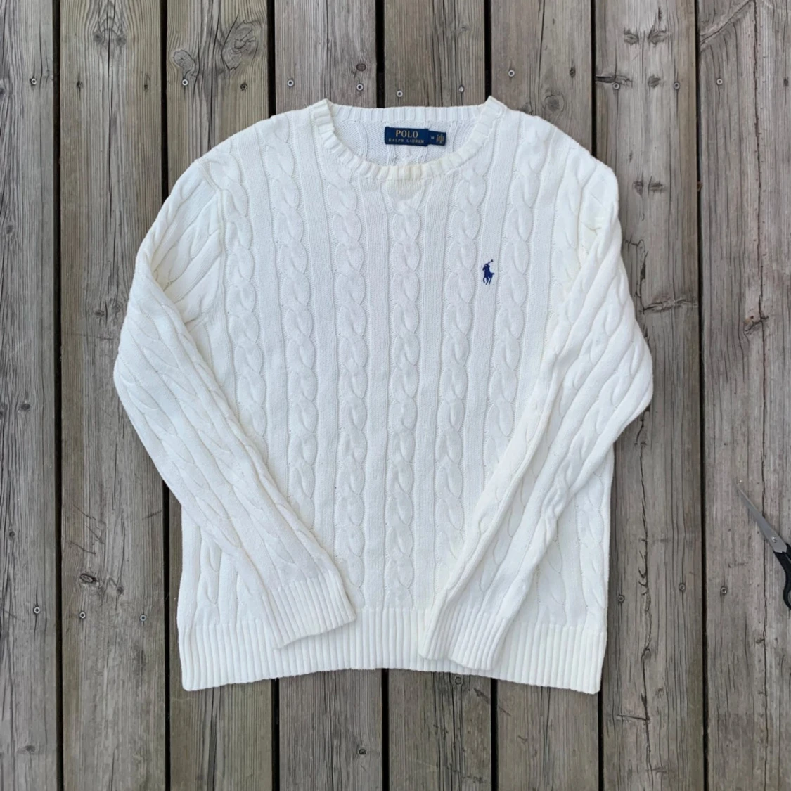 Ralph Lauren Vit Kabelstickad Tröja - 90