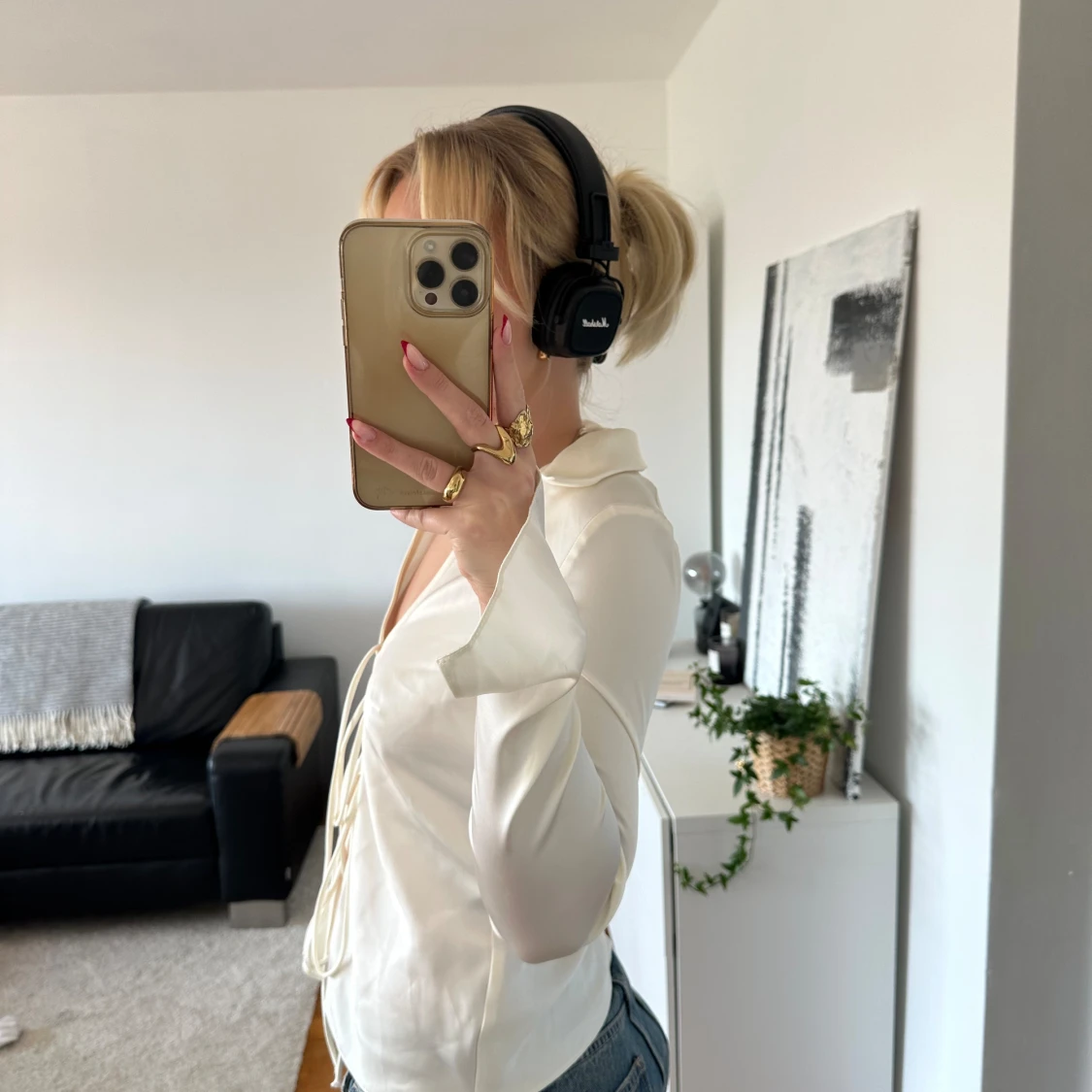 Vit silkeströja från zara  - 90