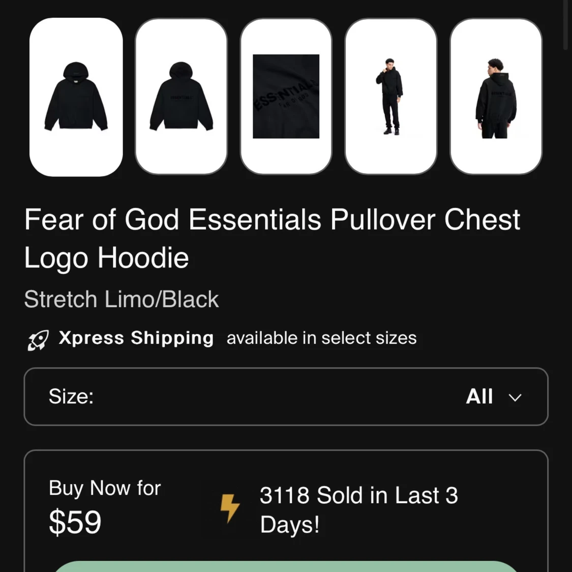 Svart hoodie från Fear of God Essentials - 1