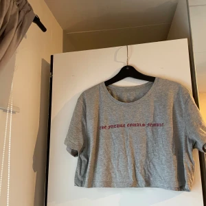 Croppad t shirt - Kort tshirt från nakd, med texten future equals female, storlek s