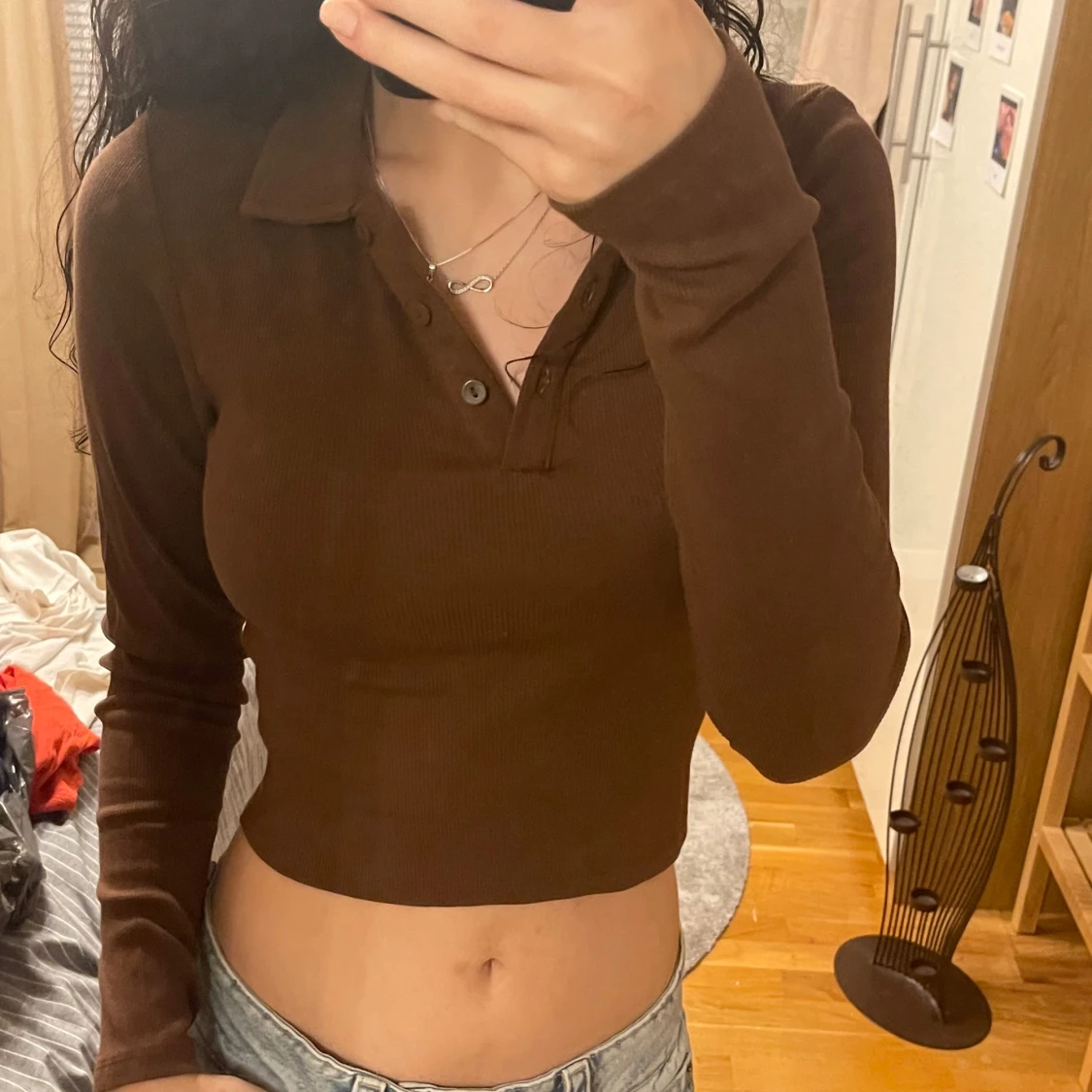 Brun croppad pikétröja från New Yorkers