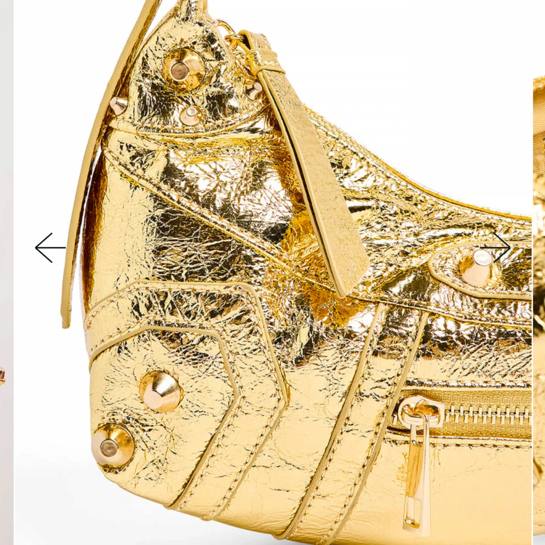 Guldig axelväska med dragkedja - 91
