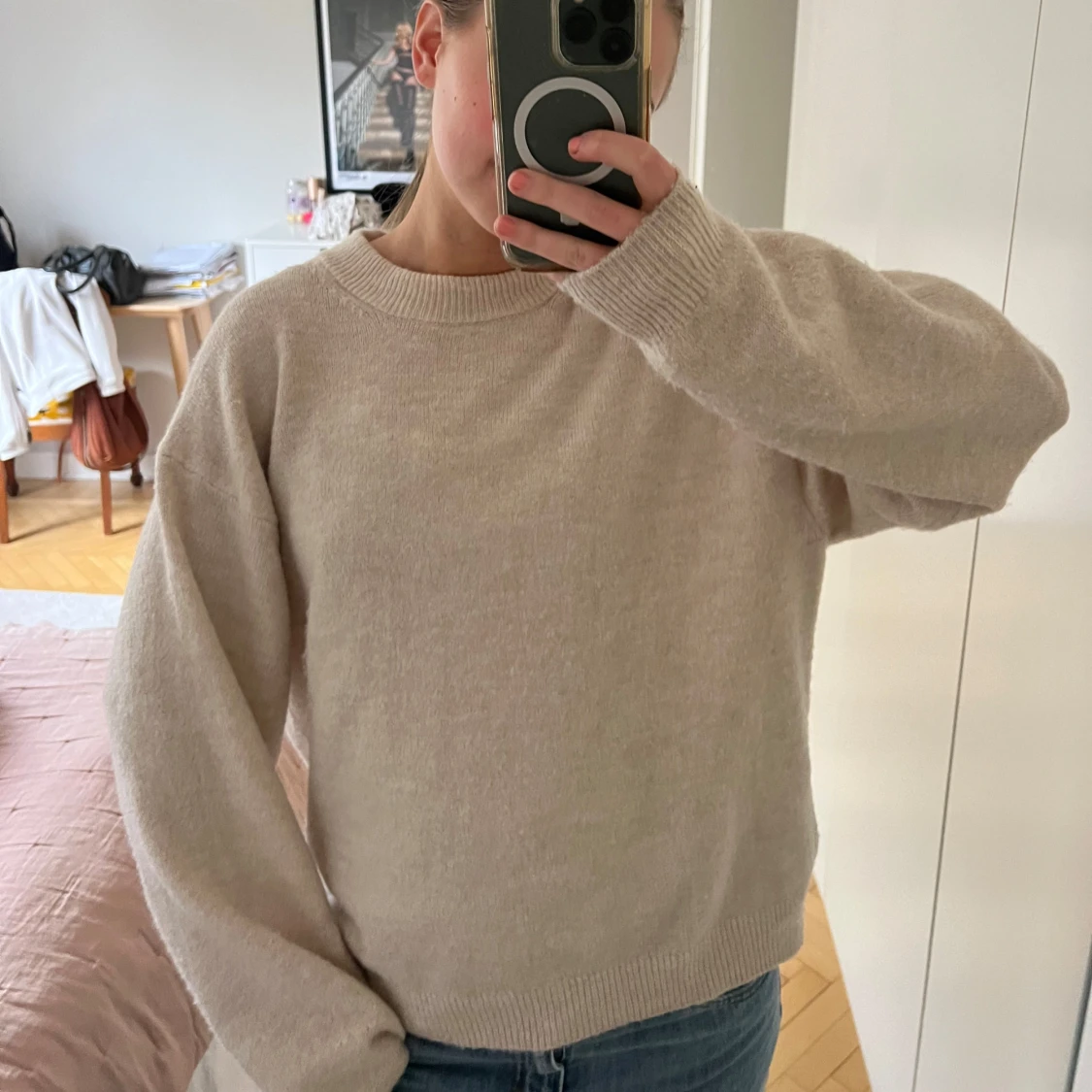 Beige stickad tröja - 2