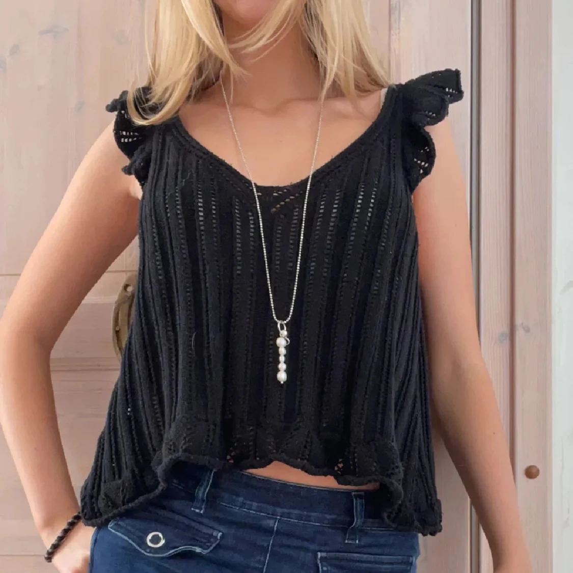 Svart stickad topp