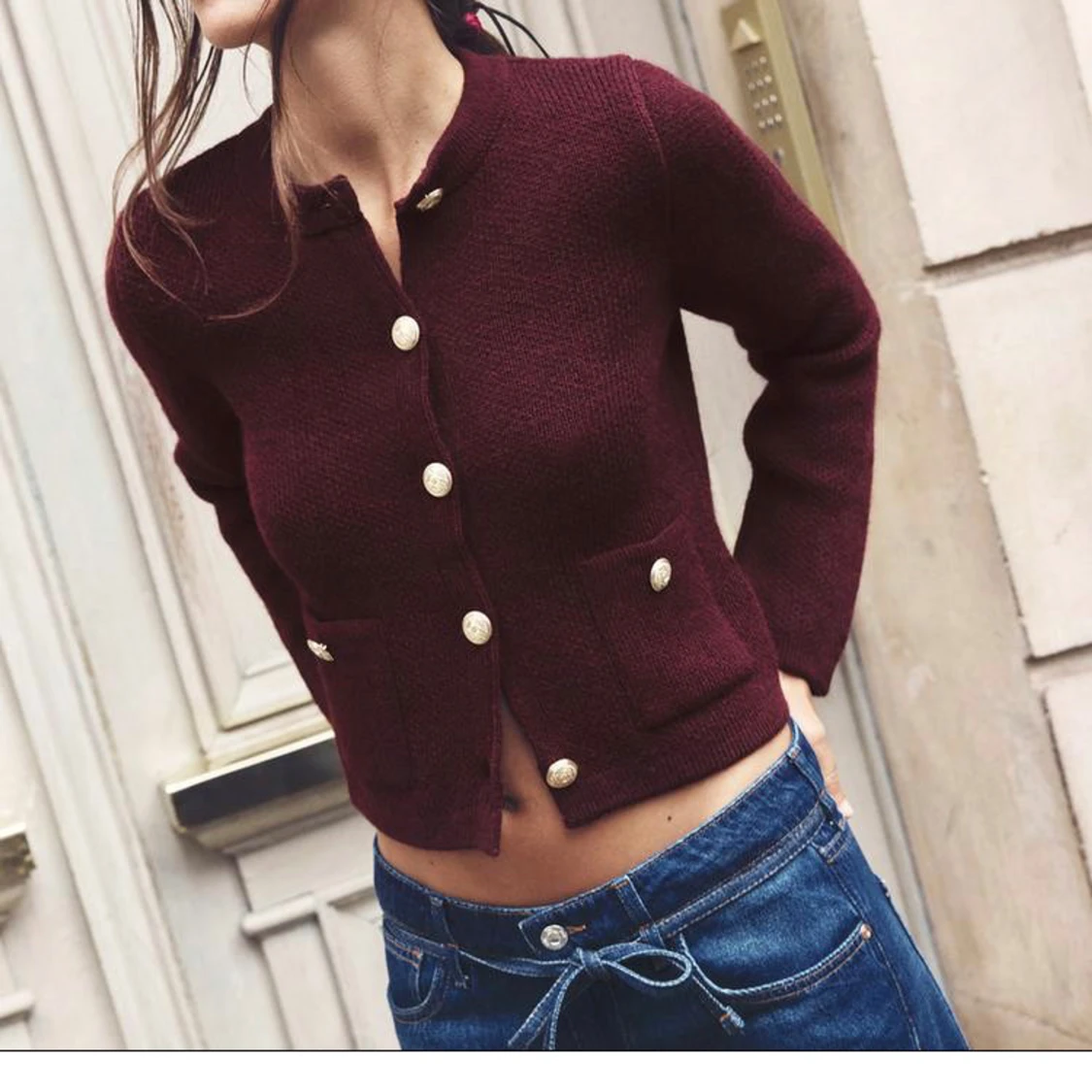 Vinröd kofta med knappar
