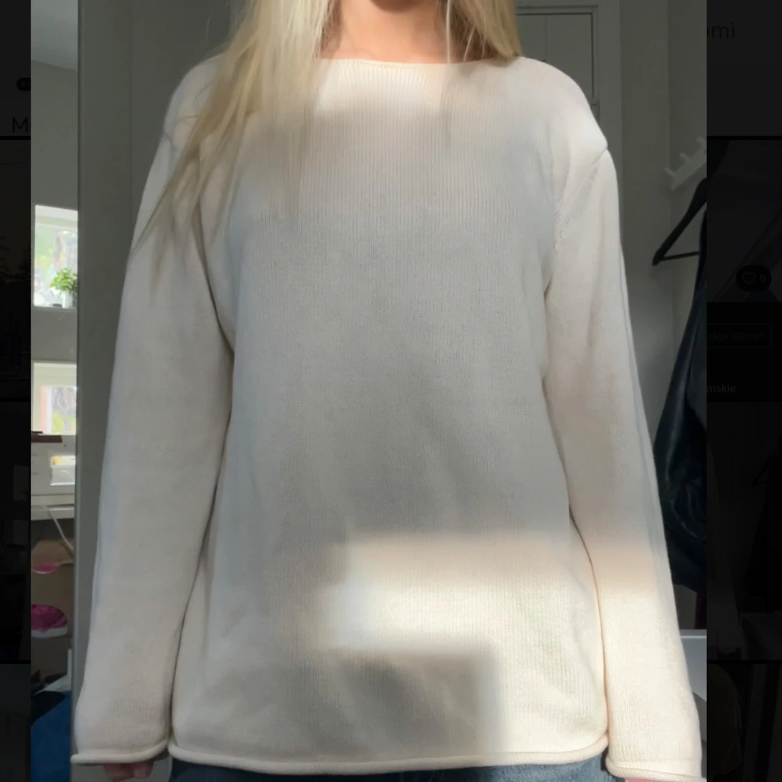 Ljusbeige stickad tröja