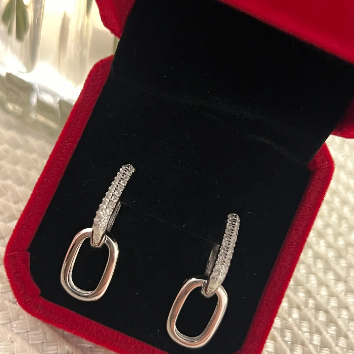 Äkta Silverörhängen med glittriga detaljer - 3