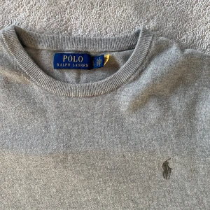 Grå tröja från Ralph Lauren - Säljer en stilren grå tröja från Ralph Lauren med rund halsringning och det klassiska logotypbroderiet på bröstet. Tröjan har långa ärmar och ribbade muddar vid ärmslut och nederkant. Perfekt för en avslappnad och elegant look.