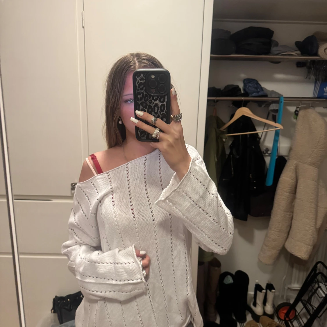 Vit stickad tröja från lager  - 90