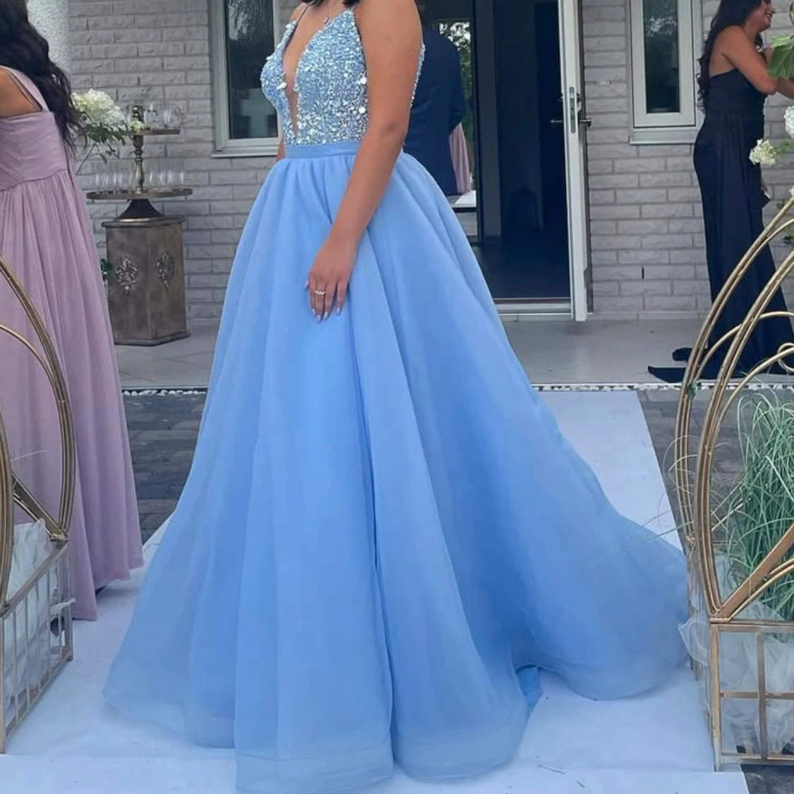 Ljusblå balklänning med paljetter - 91