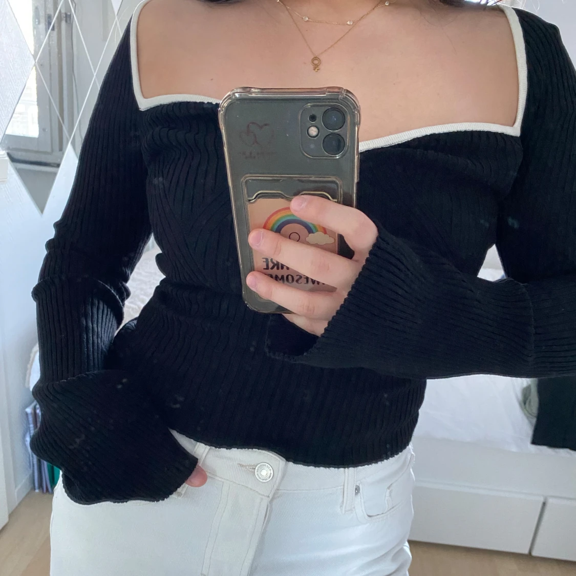 Svart ribbad topp från H&M