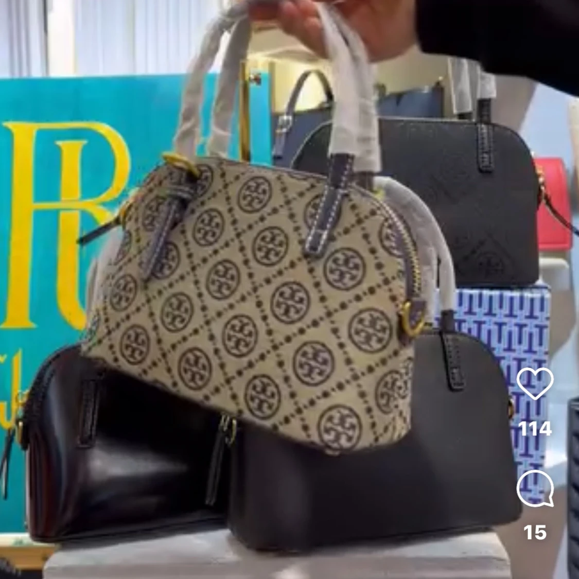 Mönstrad handväska med logotyp & tory burch