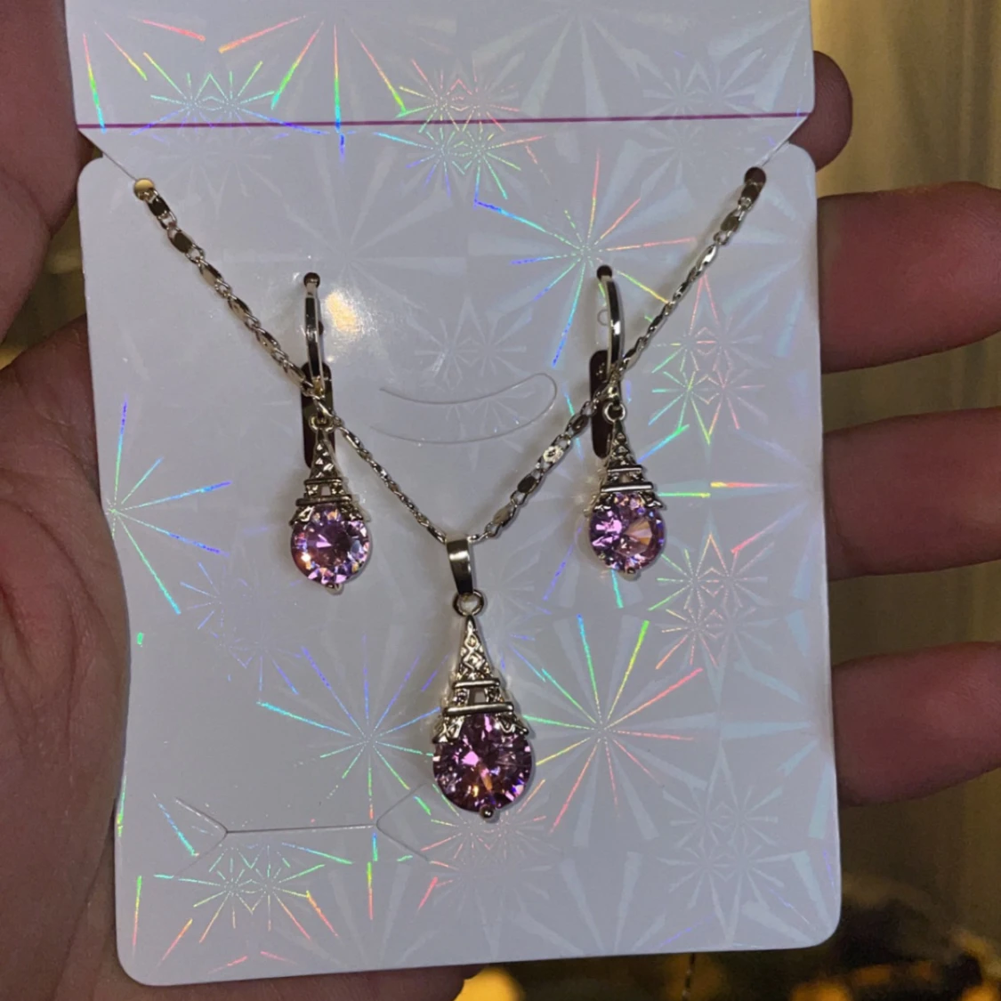 18k guldplaterat halsband med örhänge  - 90