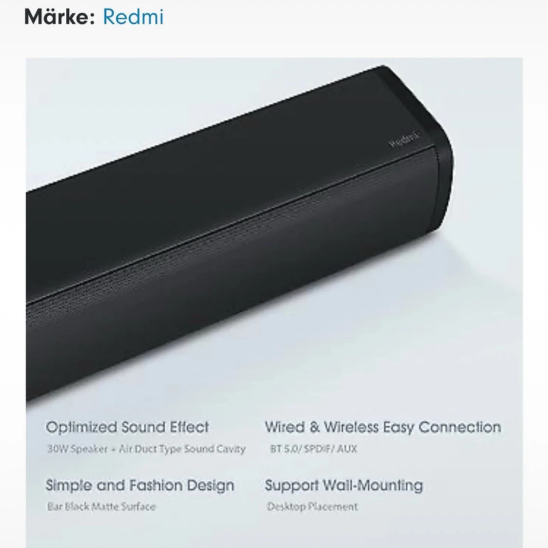 Svart soundbar från Redmi