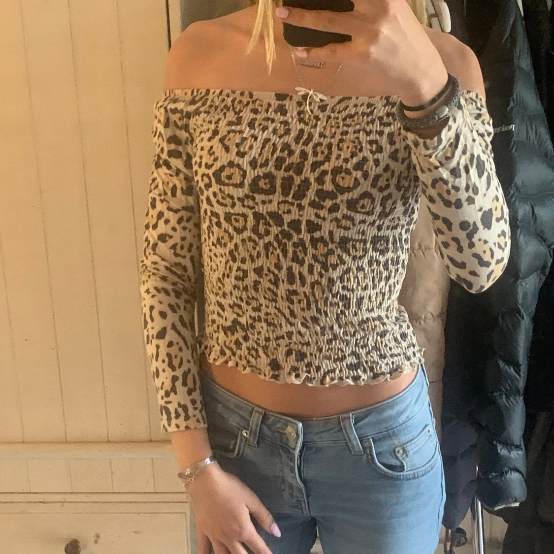 Leopardmönstrad croppad topp - 93