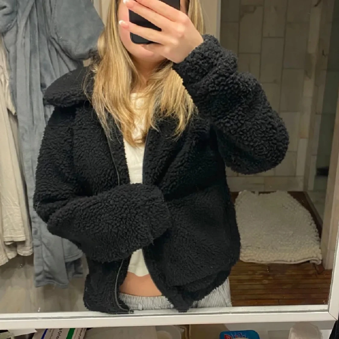 Svart Teddy jacka 