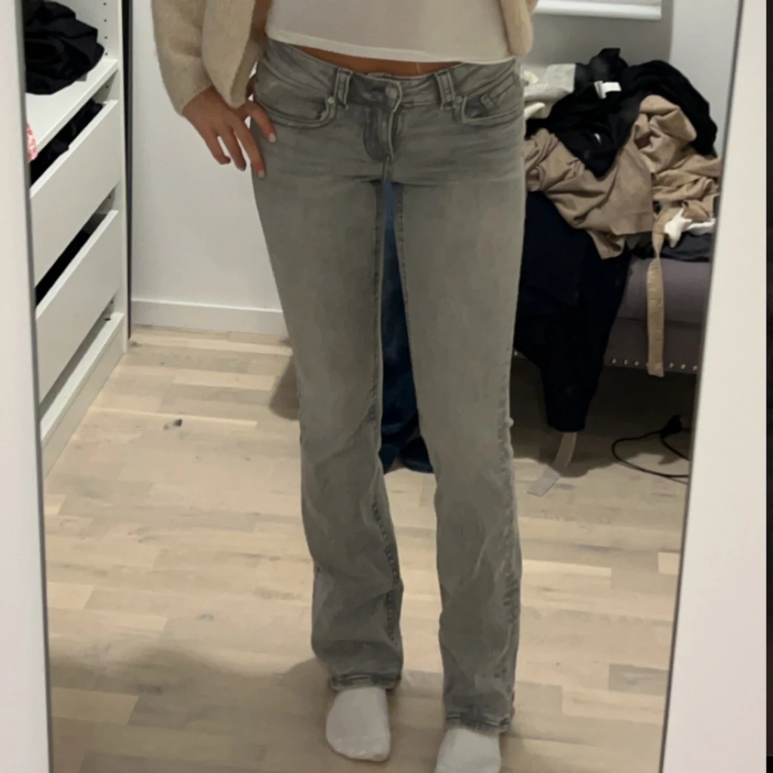 Gråa Bootcut Jeans  - 91