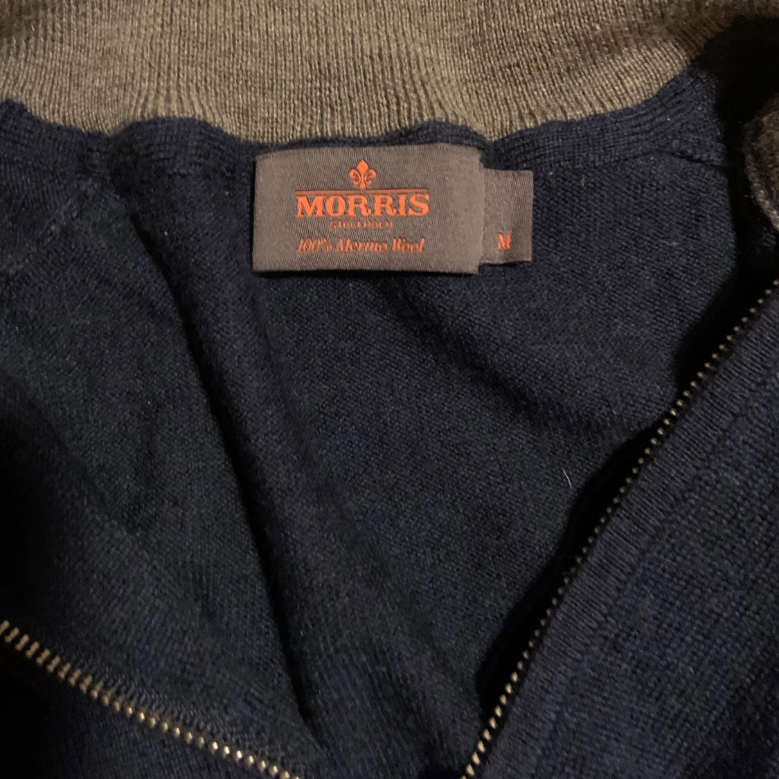 Mörkblå Morris merino zip - 92