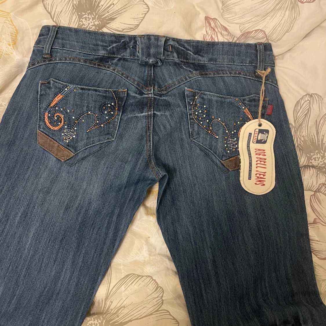 Blå low waisted bootcut jeans - 1