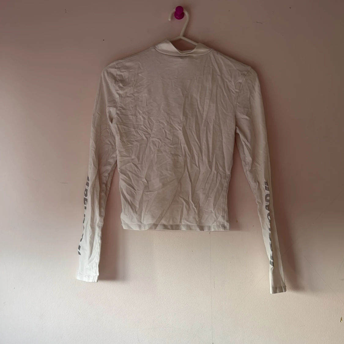 Vit långärmad tröja med dragkedja - 90