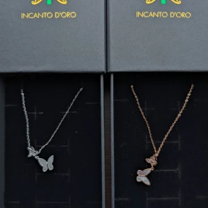 Fjäril halsband set (VX180) - Pläterade halsband för dig och vänninan. Gjorda av silver S925.