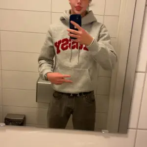 Stilren Stüssy hoodie med röd logga på bröstet. Perfekt nu inför vintern🥶Skick 9/10 använd nån gång! Slå en 🛎️ vid minsta fråga🤗