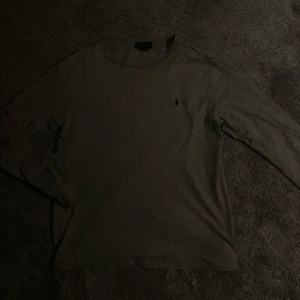 Grå långärmad tröja från Polo Ralph Lauren - Säljer en stilren grå långärmad tröja från Polo Ralph Lauren. Den har en klassisk design med en liten blå  logga på bröstet. Perfekt för både vardag och lite finare tillfällen. Tröjan är i bra skick och passar perfekt till höst och vår.
