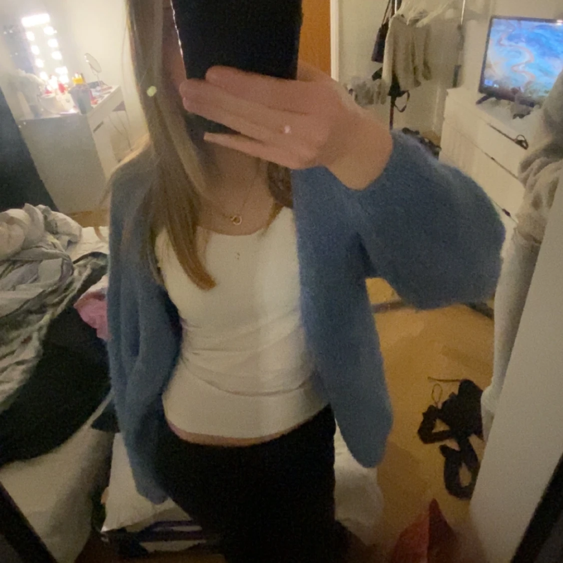 Blå stickad kofta från Lindex - 91