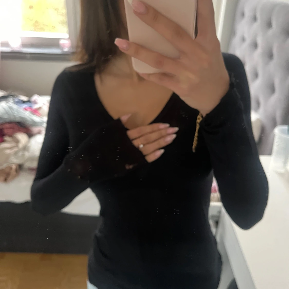 Svart och vit långärmad topp - 90