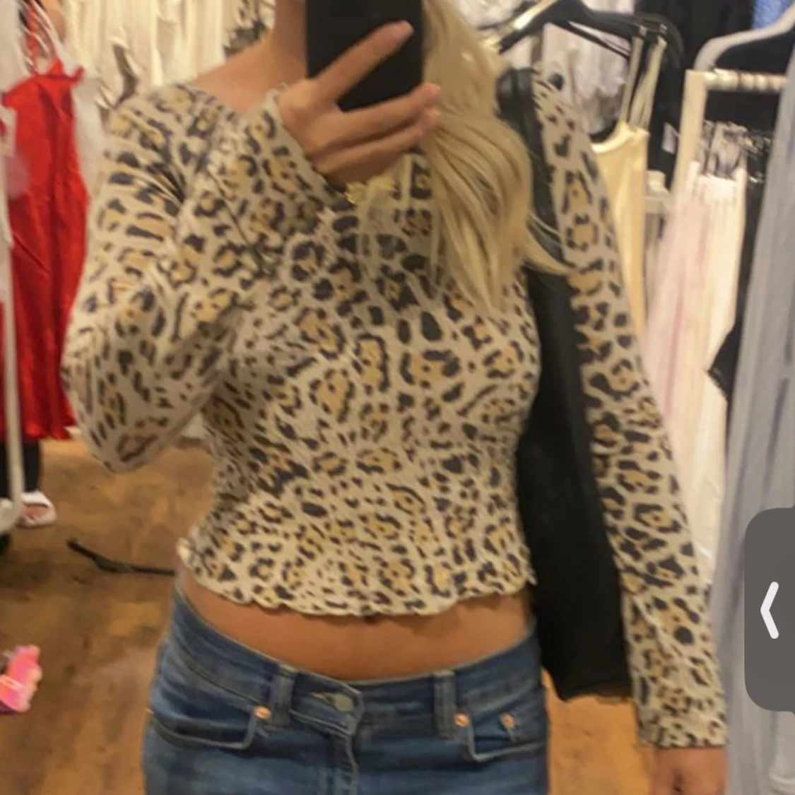 Leopardmönstrad långärmad topp