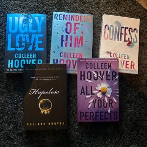 Säljer dessa gryma Colleen hoover böcker för endast 80 kr st paketpris 300. Dessa böcker inspirerade mig till läsning men måste tyvärr sälja dem för att köpa andra böcker. Böckerna är i god skick och finns knappt nån skada alls. 