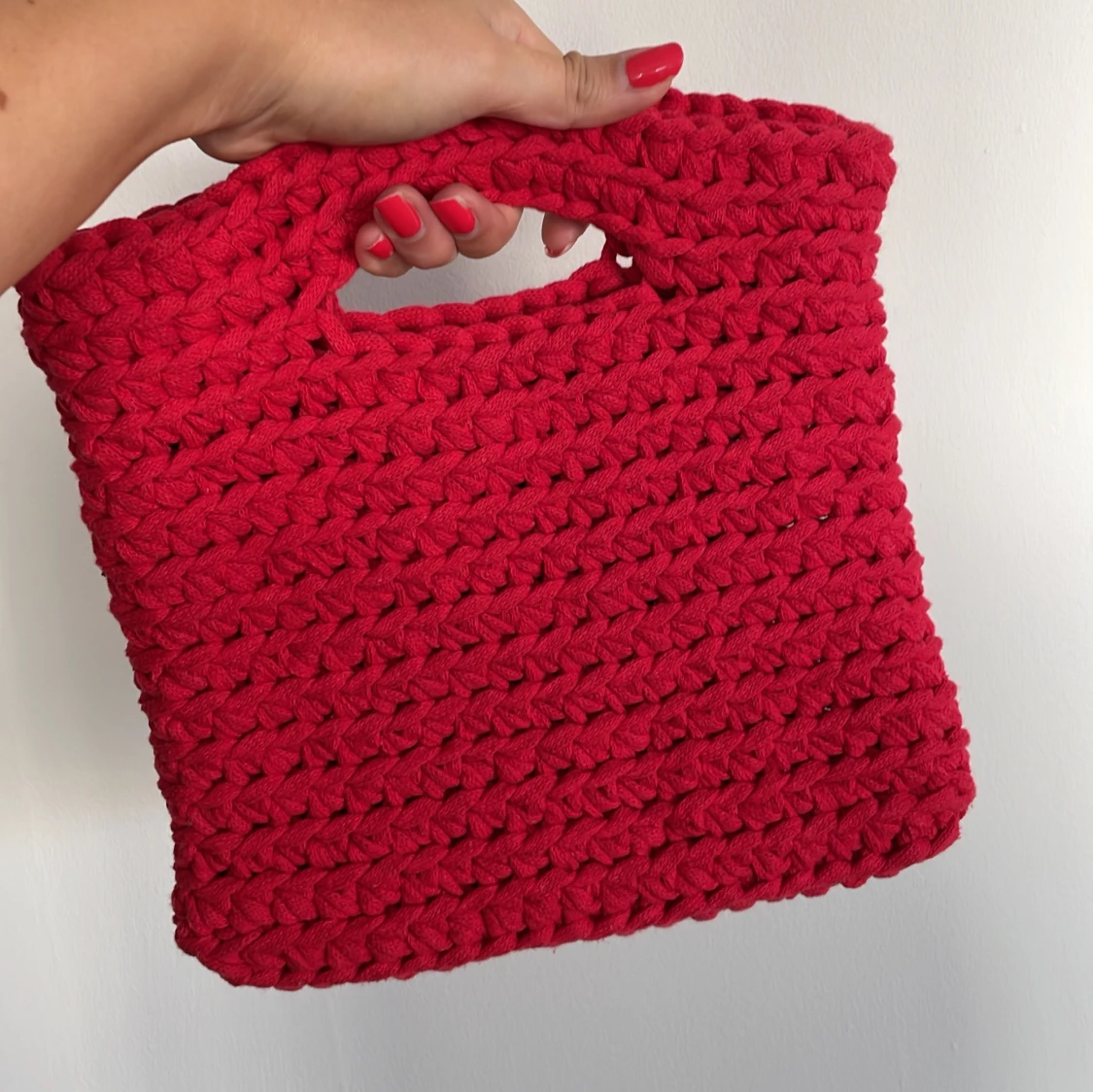 Virkad väska - Röd