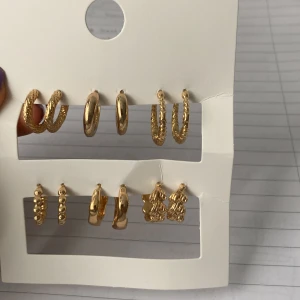 Guldörhängen - Säljer sex par guldörhängen som jag själv aldrig använt, köpta utomlands. Tror dock inte de är pläterade i äkta guld men väldigt fina! Säljer alla för 75kr eller 20kr per par, vid köp av ett par skriv istället för att klicka på köp nu direkt🩷 