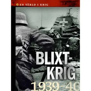 Den 1 september 1939 släpper Hitler sin armé lös i Polen och 6 år av fasor tar sin början. Efter erövringen av Polen rullar det tyska blixtkriget vidare genom Europa. På några få månader faller Danmark, Norge, Holland, Belgien och Frankrike. Men då Hitler skickar Luftwaffe mot Storbritannien, måste den tyske diktatorn erkänna att britterna är tuffare än förväntat.  Läs bl.a. om: -Ubåt smyger sig in i brittisk örlogsbas. -Blixtkrig tar Danmark på sängen. -Elitsoldater erövrar belgiskt fort. Boken ingår som en fristående del i bokserien En Värld I Krig, som är framtagen och utvecklad av tidningen Världens Historia. Varje titel i denna serie bjuder på nytänkande historieförmedling, där den dramatiska och fängslande skildringen står i centrum. Krigets skurkar och hjältar berättar själva om sina upplevelser, slagfältets dramatik återuppstår på detaljerade kartor och krigets många nya vapen förklaras med hjälp av stora, genomarbetade illustrationer. Följande gäller alla titlar i nämnda bokserie: Bokserien skaffar dig en fullständig översikt över andra världskrigets mest dramatiska händelser, allt från den tidiga tyska upprustningen och Hitlers segermarsch genom Europa, till de utarmande striderna i öst i slutet av kriget.    Format Inbunden   Omfång 128 sidor   Språk Svenska   Förlag Bonnier Publications A/S   Utgivningsdatum 2017-11-03   Medverkande Niels Hansen   Medverkande Torben R. Simonsen   Medverkande Berif Viuf   Medverkande Ulla Edelbo Raaschou   Medverkande Esben Schouboe   Medverkande Stine Overbye   Medverkande Gorm Palmgren   Medverkande Patrik Axelsson   ISBN 9788253534282  