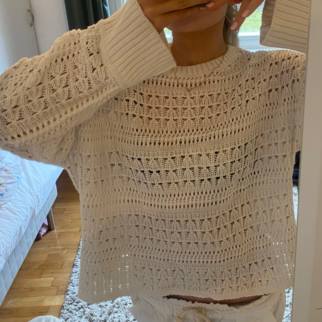 Vit stickad tröja - 3