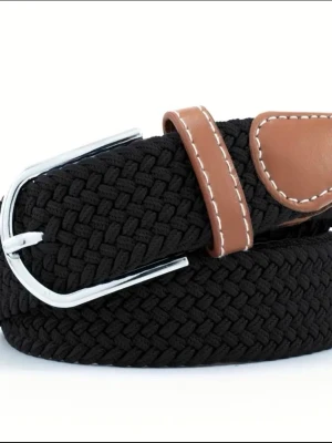 Svart flätat bälte med bruna detaljer - Stilrent svart flätat bälte med bruna skinn-detaljer och silverspänne. Perfekt accessoar för att lyfta din outfit med en klassisk touch. Bältet har en snygg vävd struktur och passar till många olika stilar. Kom dm vid frågor/bilder!